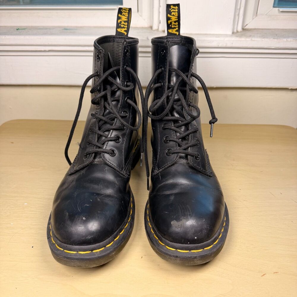 Dr. Martens 1460 W Bez Smooth Leather 8 Eye Lace Up Boot